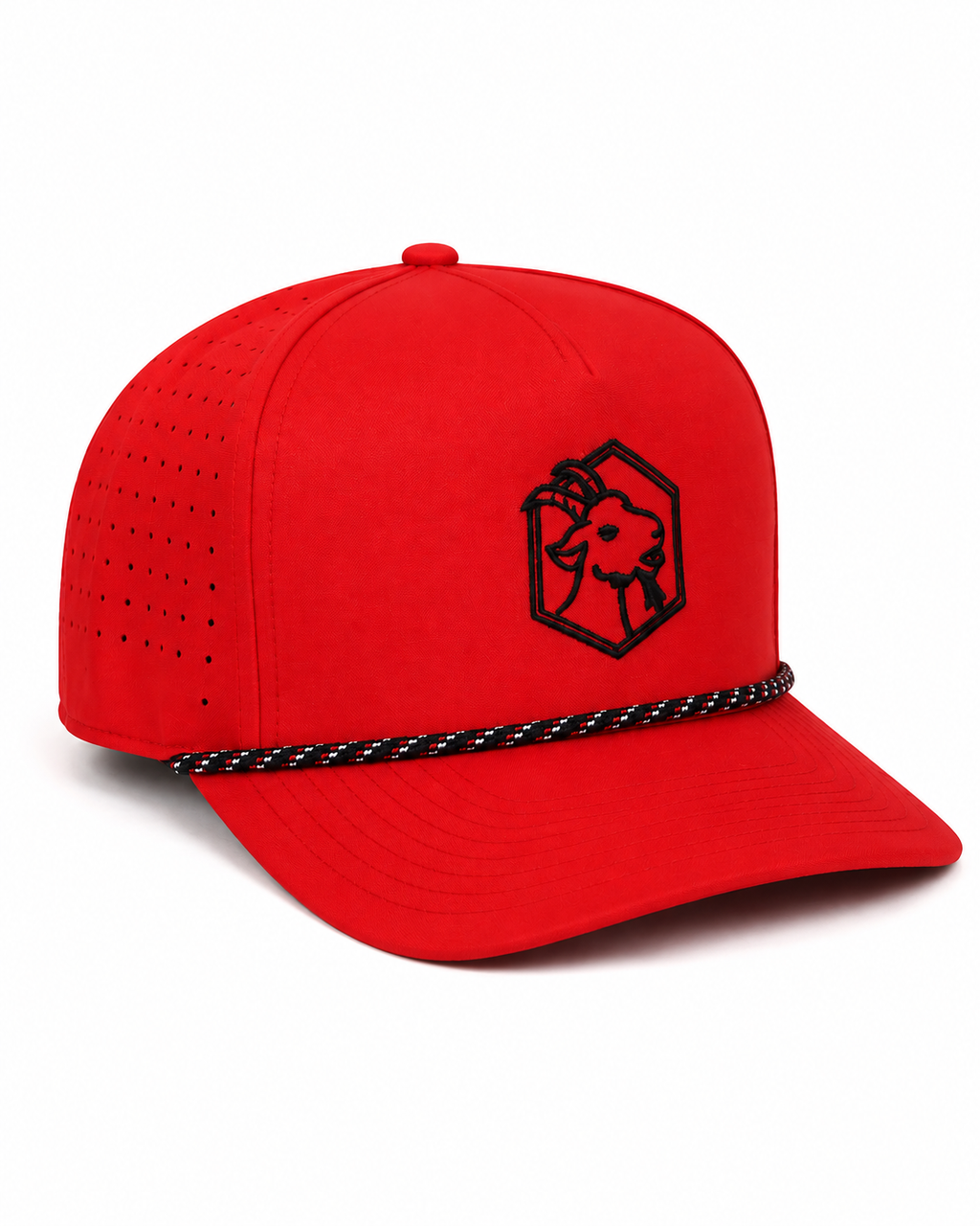 Embroided Goat Logo Performance Snapback - Red & Black