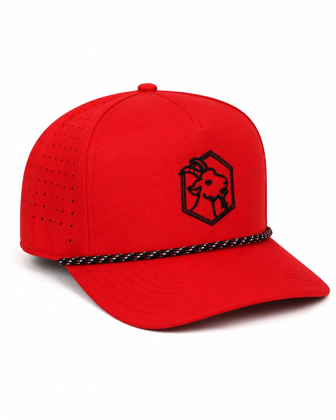 Embroided Goat Logo Performance Snapback - Red & Black