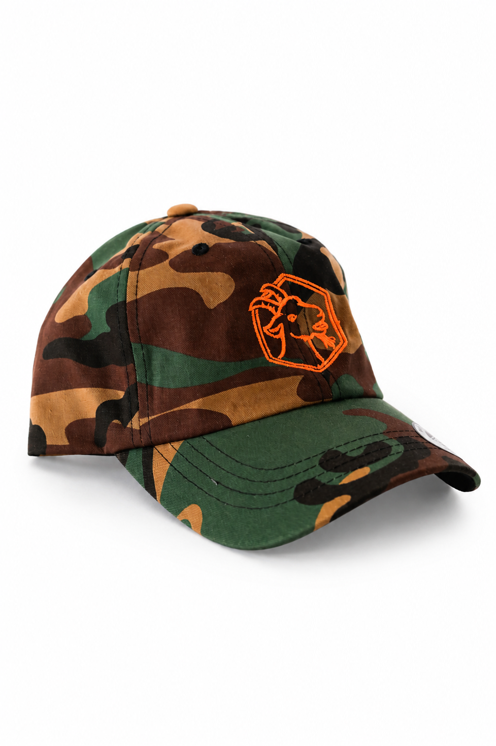 Embroidered Camo & Orange Dad Hat Orange