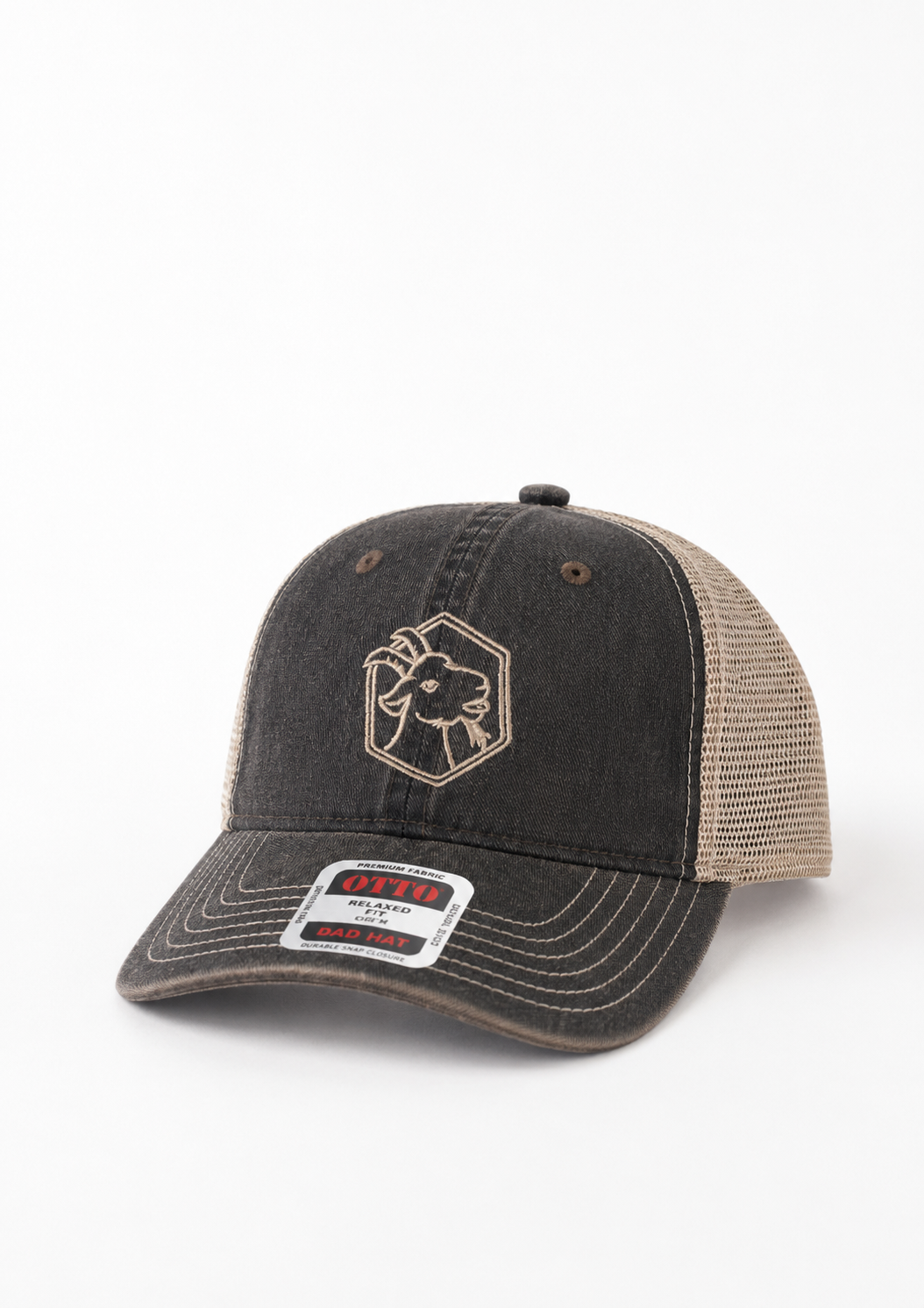 Embroidered Black & Khaki Dad Hat