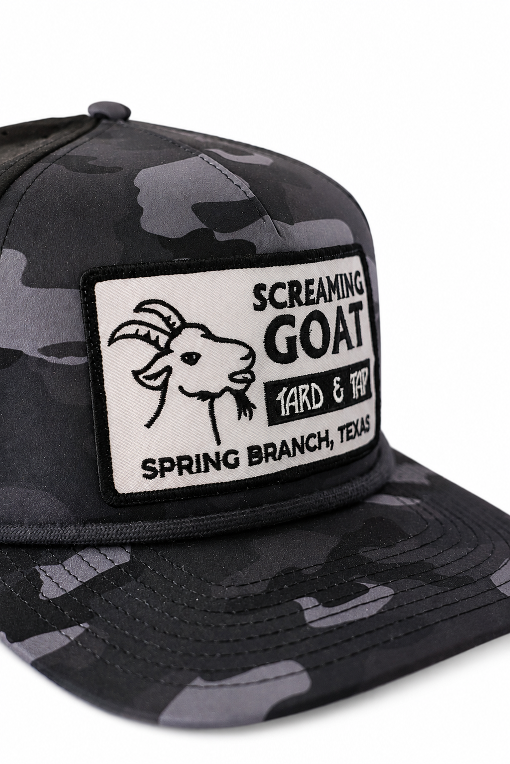 Premium Goat Patch Performance Rope Snapback - Black Camo