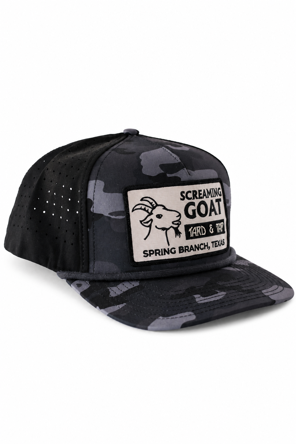 Premium Goat Patch Performance Rope Snapback - Black Camo