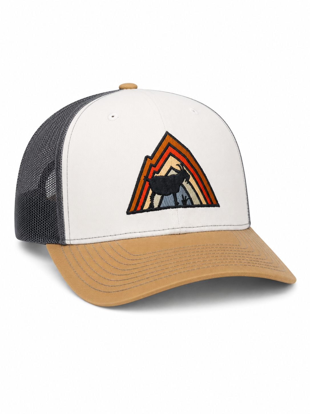 Mountain Goat Premium Trucker Hat - Cream and Charcoal