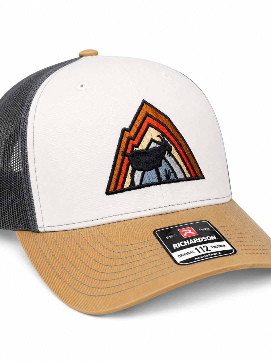 Mountain Goat Premium Trucker Hat - Cream and Charcoal