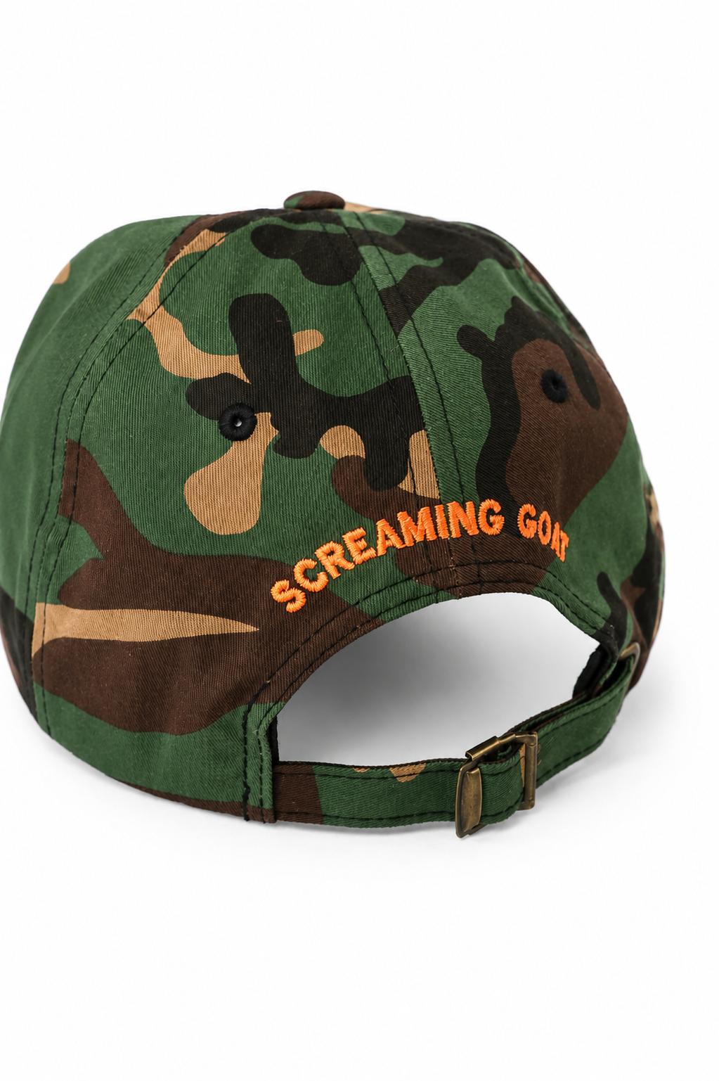 Embroidered Camo & Orange Dad Hat Orange