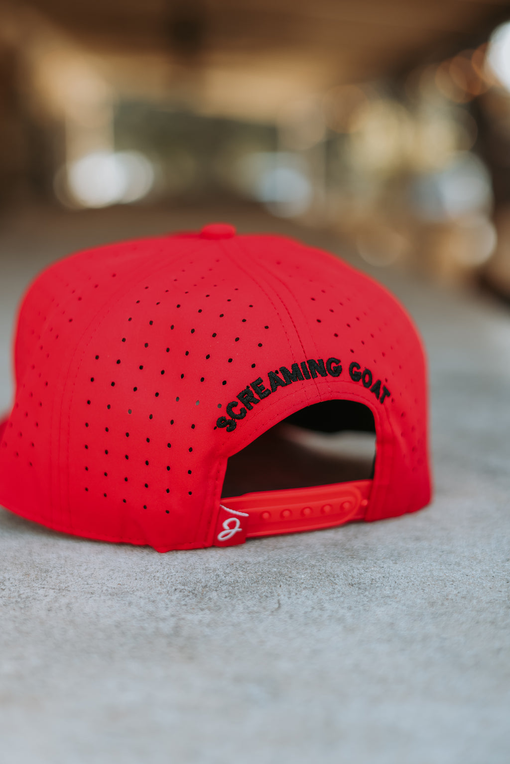 Embroided Goat Logo Performance Snapback - Red & Black