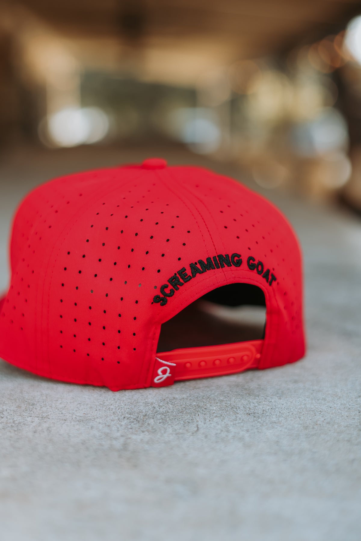 Embroided Goat Logo Performance Snapback - Red & Black