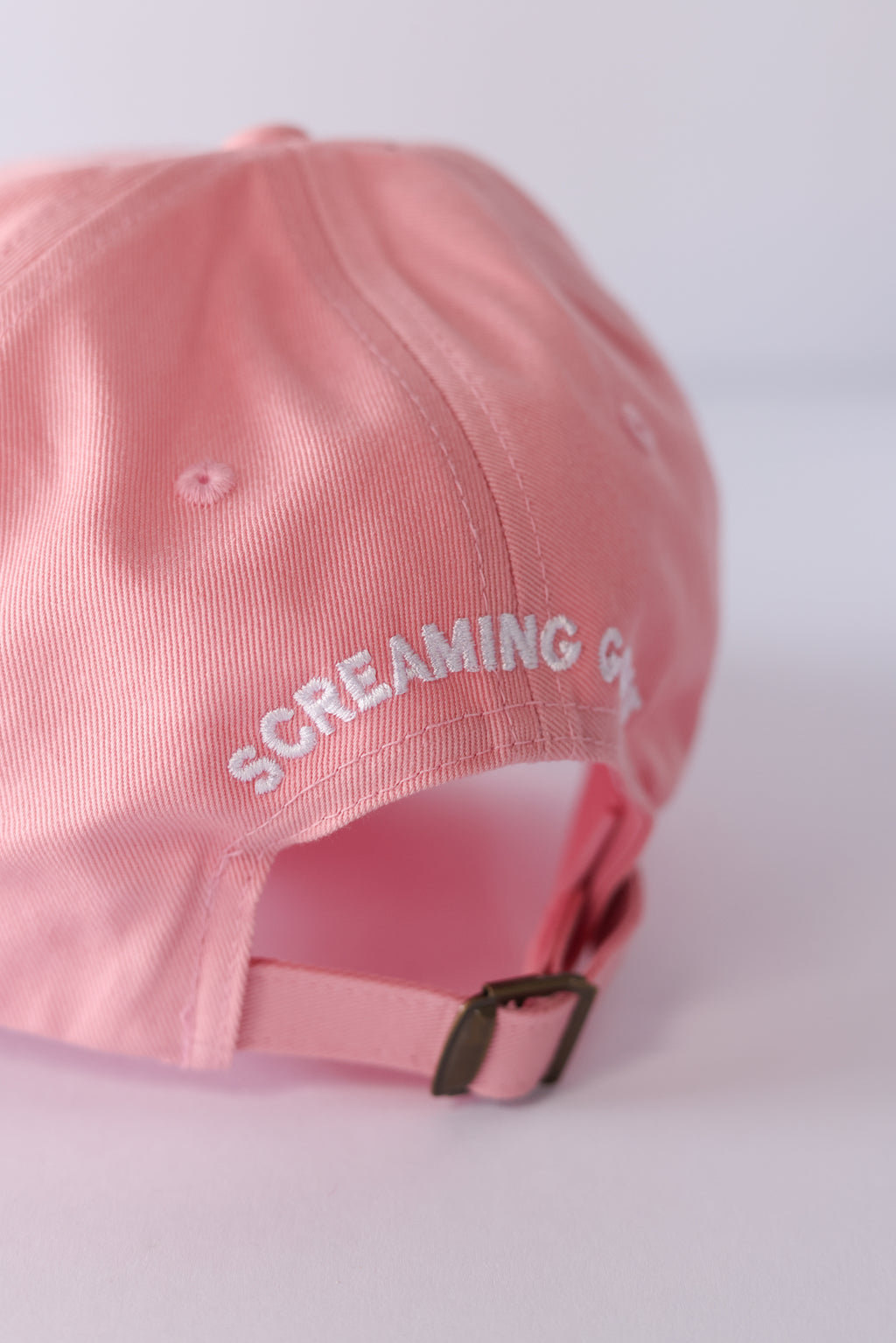 Embroidered Pink & White Dad Hat
